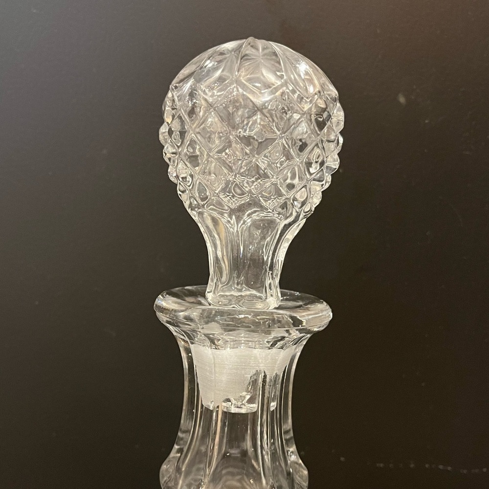 Vintage Pressed Glass Decanter with Floral Star Motif - Picture 5 of 16